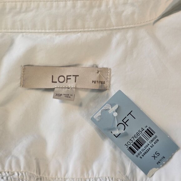 LOFT Petites Oversized White Cotton Button-Down Shirt Sz XSP New With Tags - Picture 10 of 11